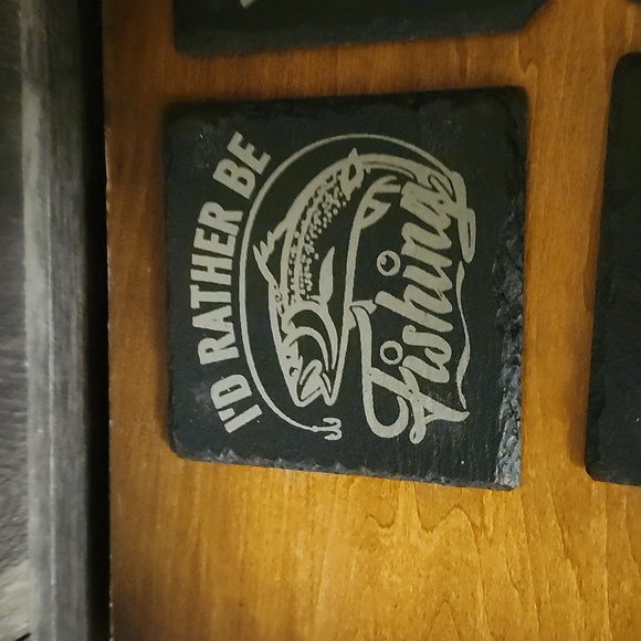 Coasters, Black Slate set of 4 Fishing Themed - Picture 2 of 5